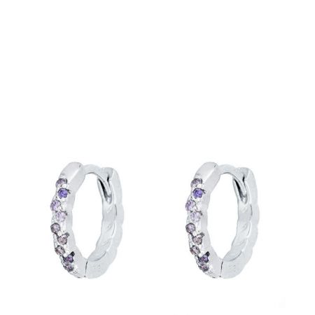 Aros circonitas lilas Plata