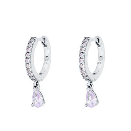 Aros de Piedras Lilas en Plata