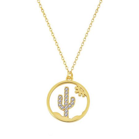 gargantilla de moda en oro con cactus