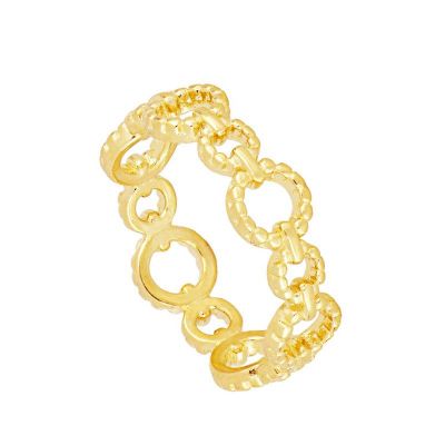 anillo de oro para mujer con círculos de bolitas 