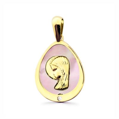 medalla virgen niña nacar rosa oro amarillo 18k