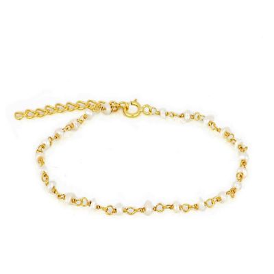 Tobillera Chain Perlitas Gold