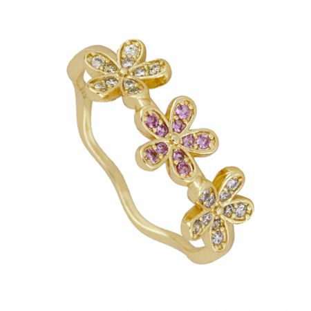 anillo dorado con flores