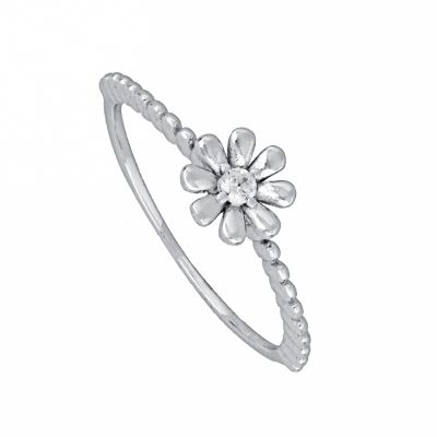 anillo de plata con flor